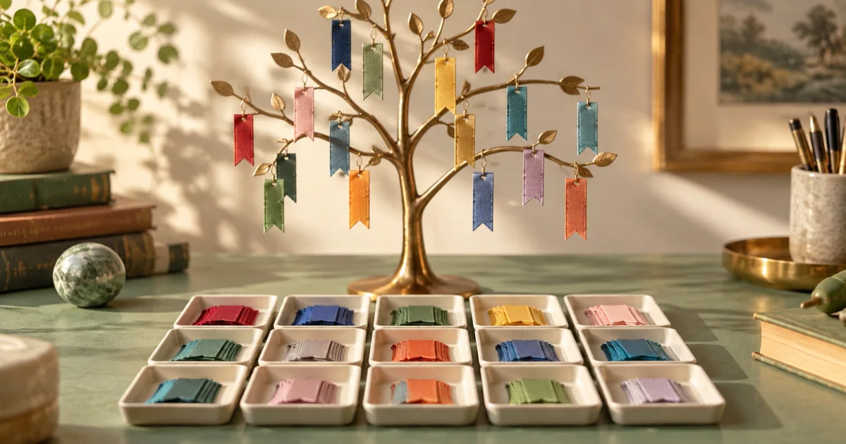 Bookmark ribbons move from branching folders into a regular table of rows.