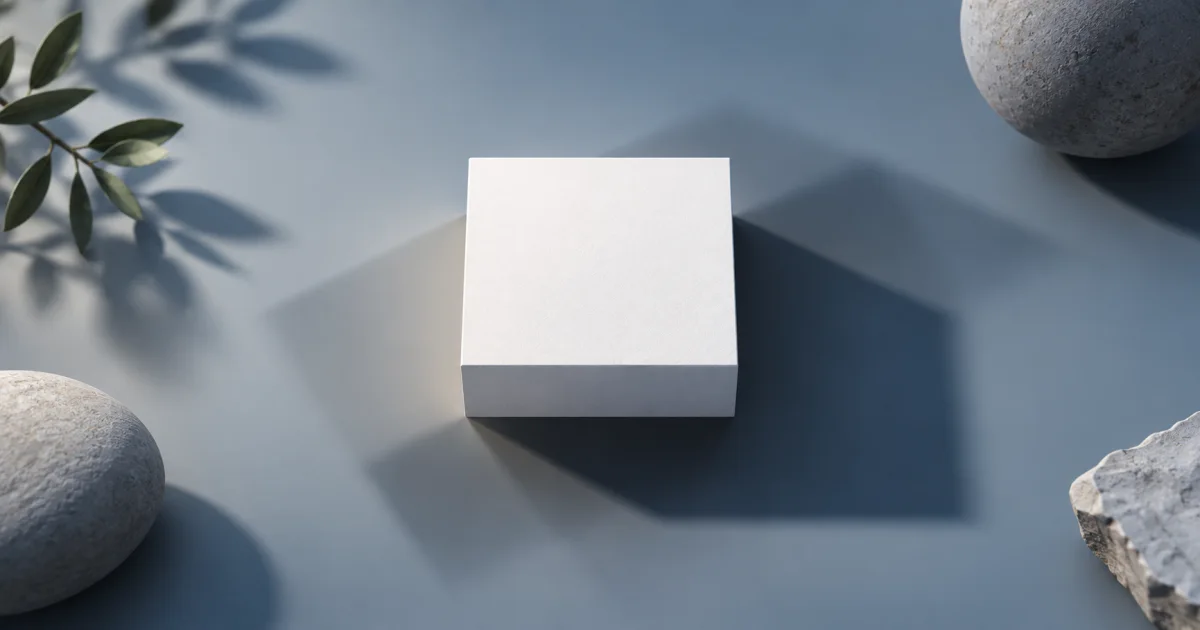 A raised white square casts several soft shadows with visibly different offsets and blur on a blue-gray surface.