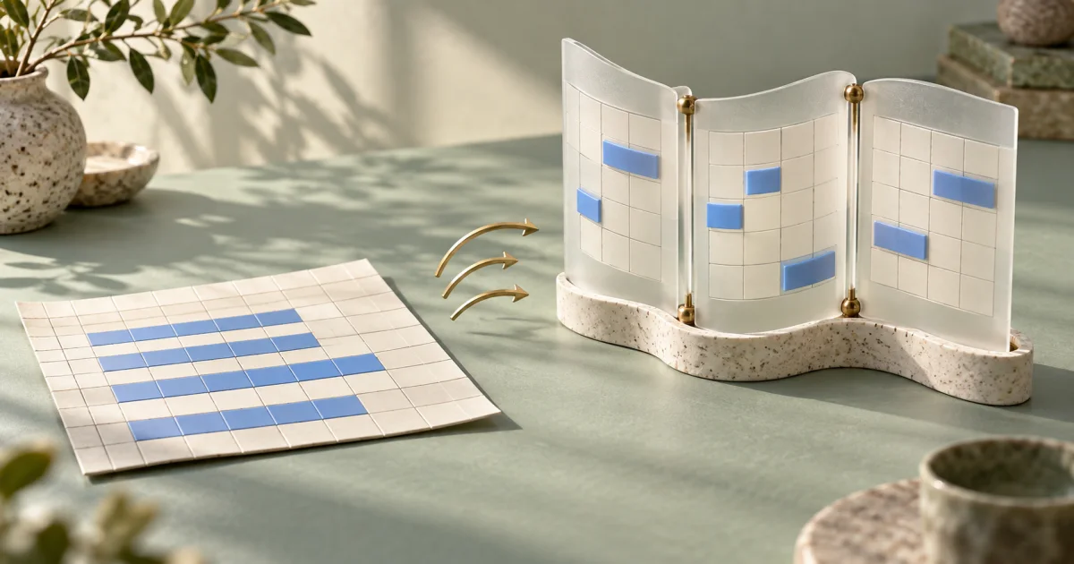 Appointment blocks move from a table of rows into a sculptural calendar.