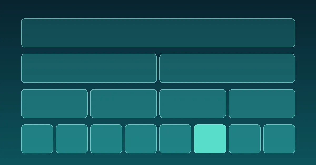A glowing address block is divided into progressively smaller rows of cells, with one row highlighted as a usable range.